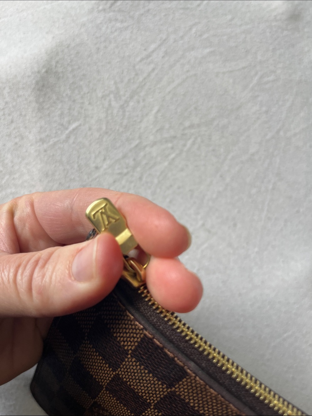 Louis Vuitton Brown Damier Pochette Clutch with Gold Zipper - Picture 5 of 8